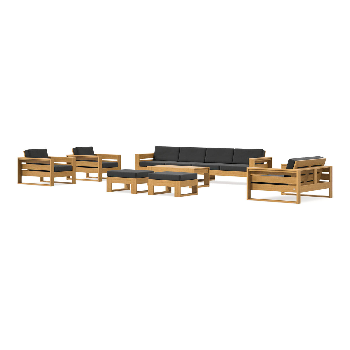 POLYWOOD PW Designer Series Latitude 8-Piece Lounge Sofa Set in Natural / Spectrum Carbon