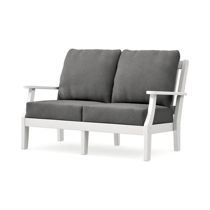 POLYWOOD Chinoiserie Deep Seating Loveseat in Vintage White / Ash Charcoal