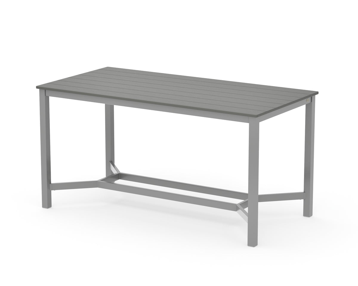 POLYWOOD Main Street 36 x 72 Counter Table in Silver / Slate Grey