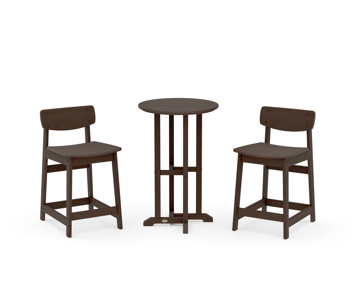 POLYWOOD Modern Studio Urban Lowback 3-Piece Bistro Counter Set in Kona