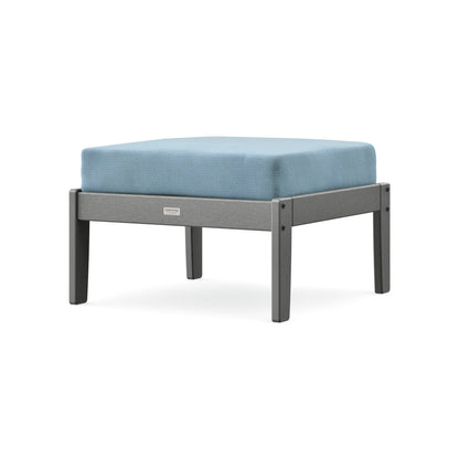 POLYWOOD Cottage Deep Seating Ottoman in Slate Grey / Lattice Sky Blue