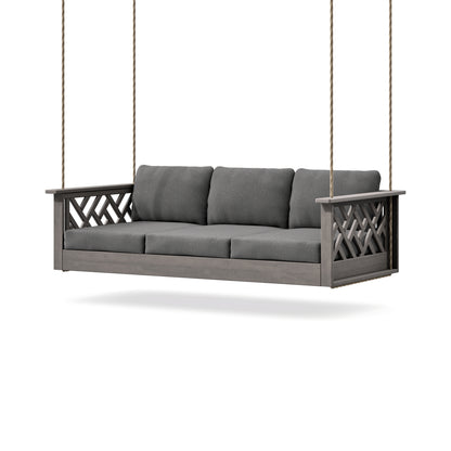 POLYWOOD Chippendale Daybed Swing in Driftwood / Ash Charcoal