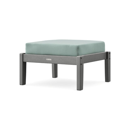 POLYWOOD Chinoiserie Deep Seating Ottoman in Slate Grey / Spa