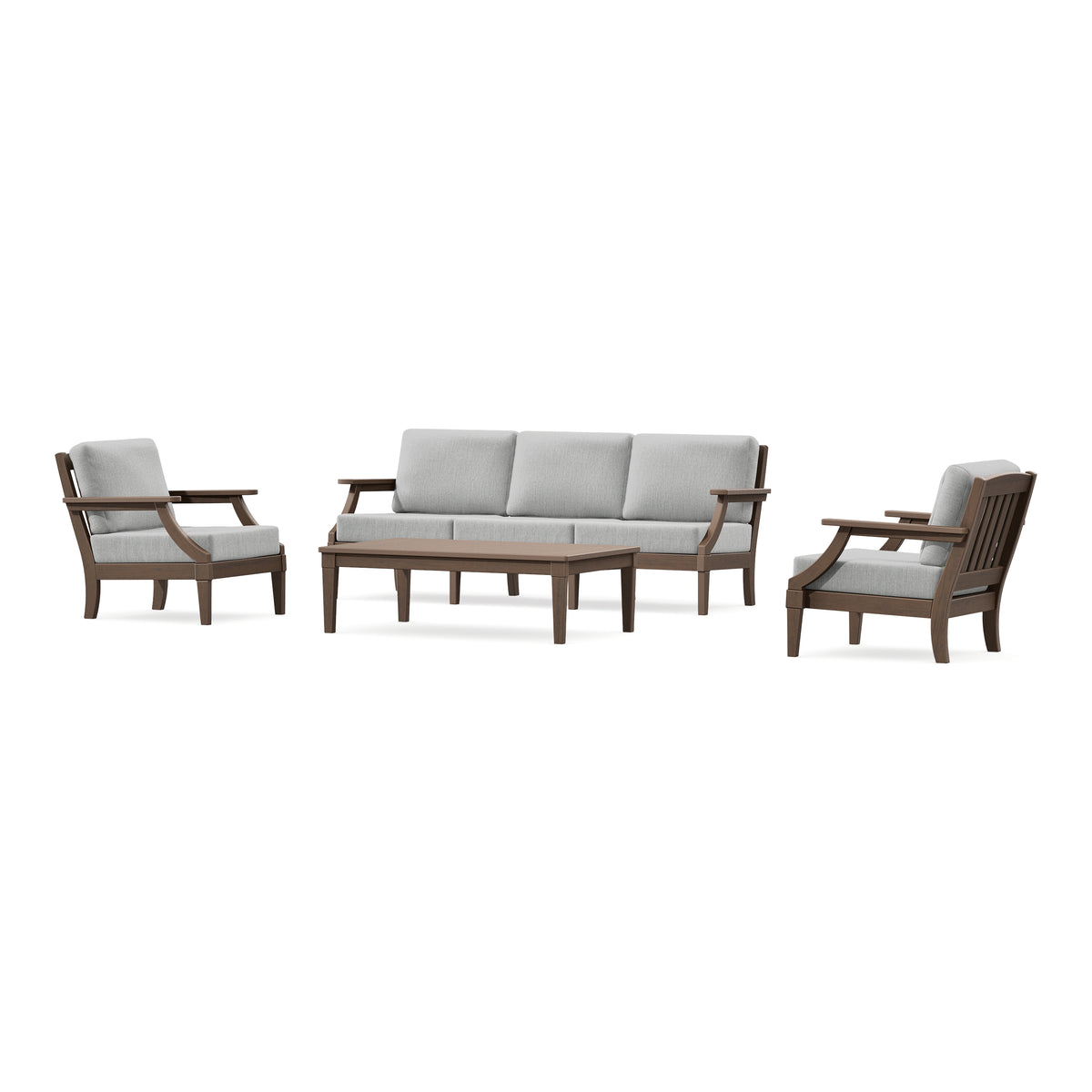 POLYWOOD PW Designer Series Estate 4-Piece Lounge Sofa Set in Kona / Granite