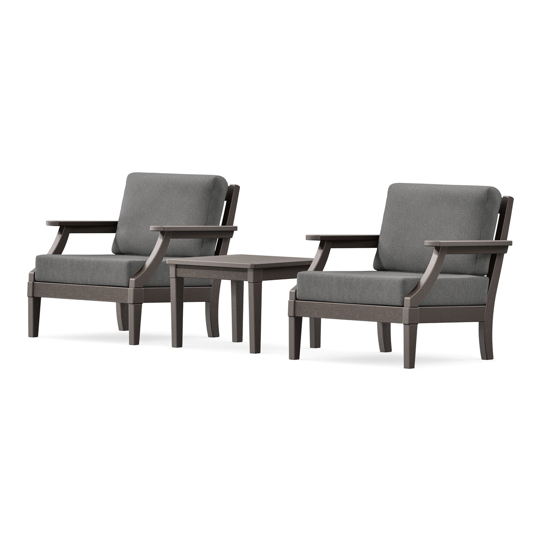 POLYWOOD PW Designer Series Estate 3-Piece Lounge Chair Set in Vintage Coffee / Ash Charcoal