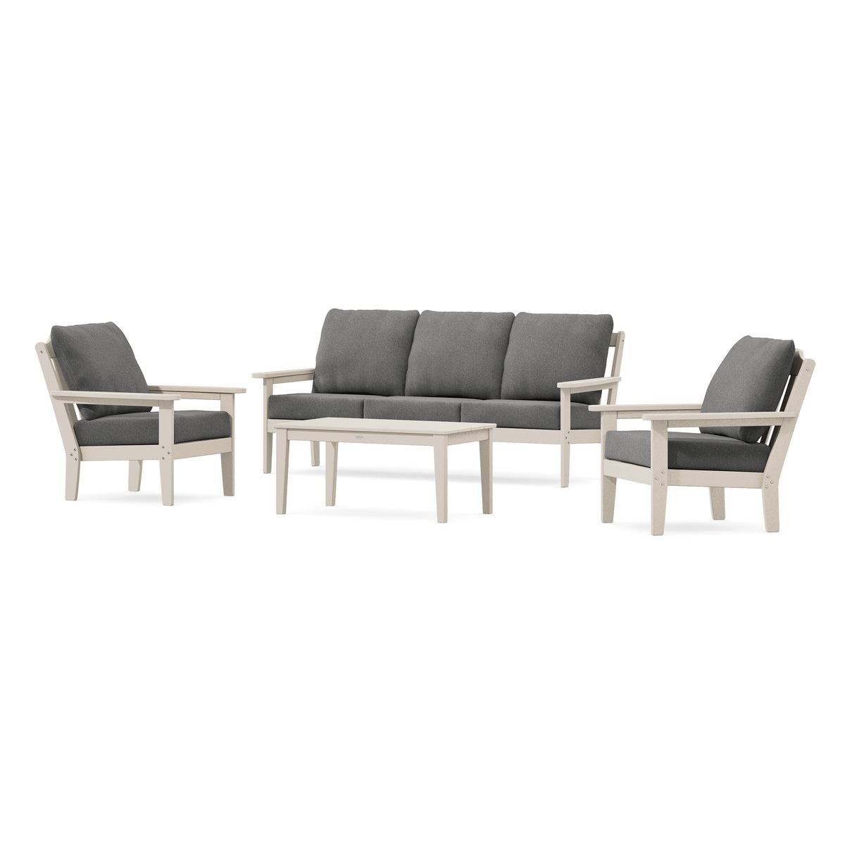 POLYWOOD Country Living Cottage 4-Piece Deep Seating Set with Sofa in Sand