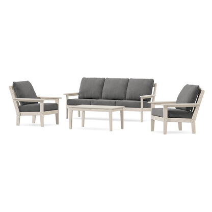 POLYWOOD Country Living Cottage 4-Piece Deep Seating Set with Sofa in Sand