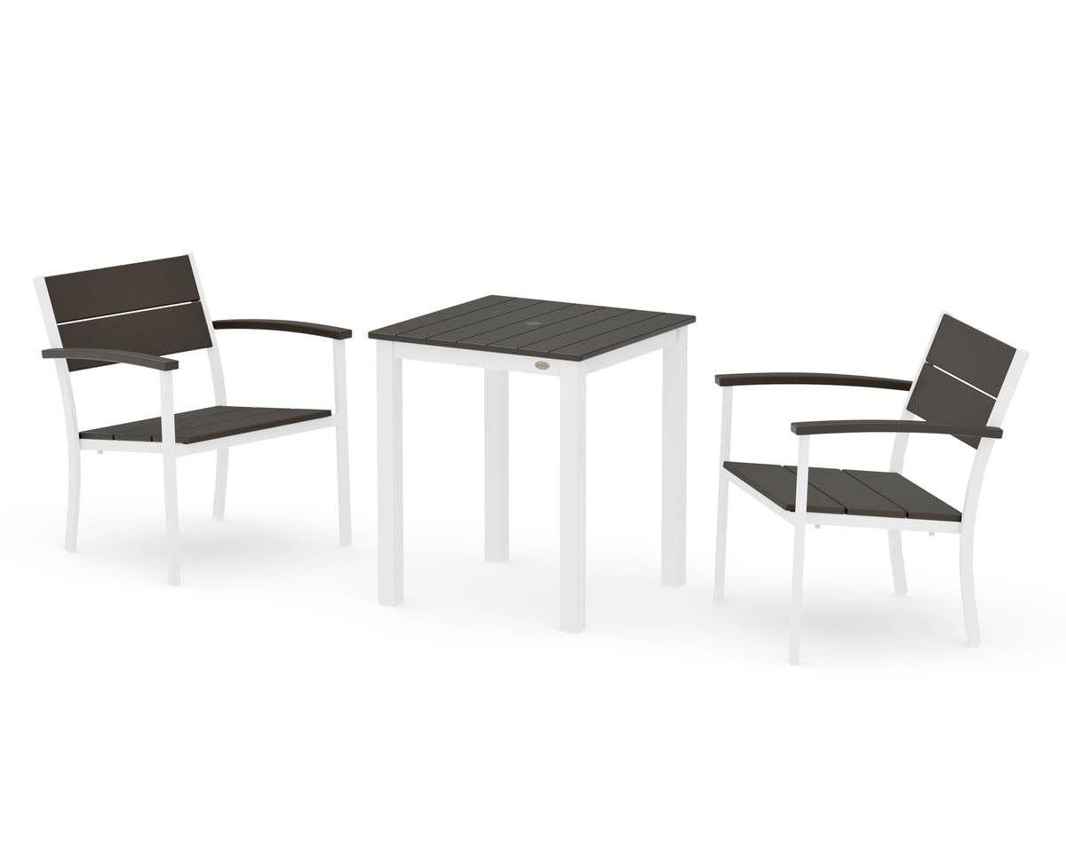 POLYWOOD Main Street 3-Piece Square Dining Set in White / Vintage Coffee