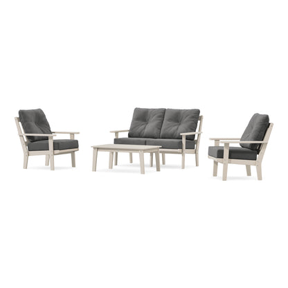 POLYWOOD Oxford 4-Piece Deep Seating Set with Loveseat in Sand