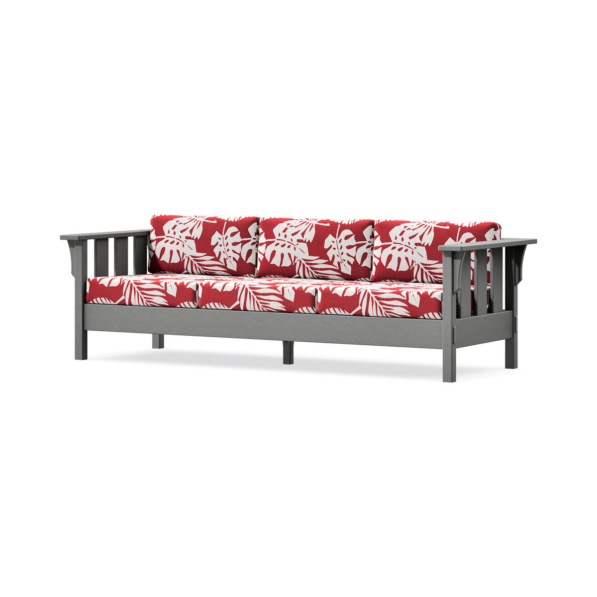 POLYWOOD Acadia Deep Seating Sofa in Slate Grey / Leaf Crimson