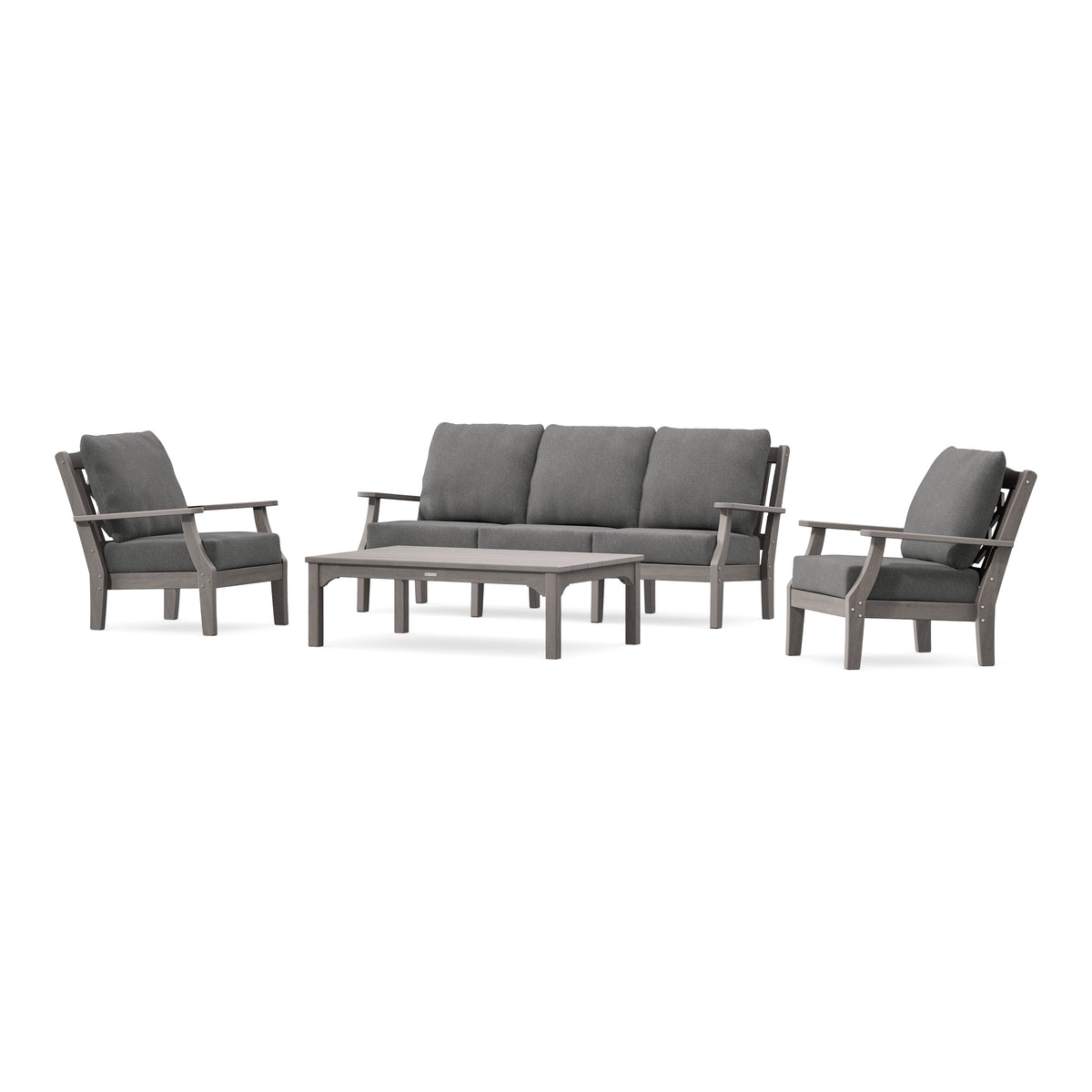 POLYWOOD Chinoiserie 4-Piece Deep Seating Set with Sofa in Driftwood