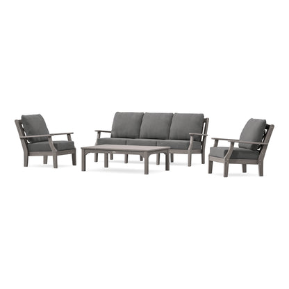 POLYWOOD Chinoiserie 4-Piece Deep Seating Set with Sofa in Driftwood
