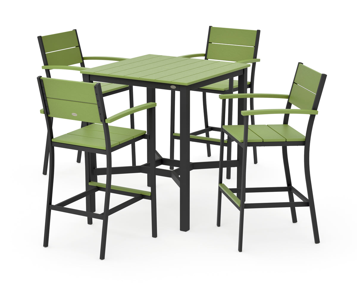 POLYWOOD Main Street 5-Piece Bar Set in Black / Lime