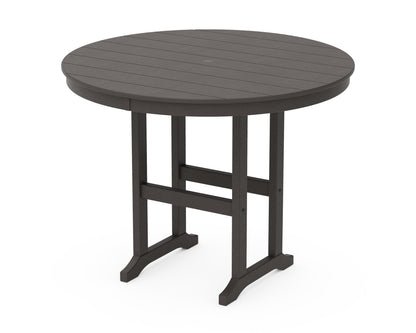 POLYWOOD 48" Round Farmhouse Counter Table in Vintage Coffee