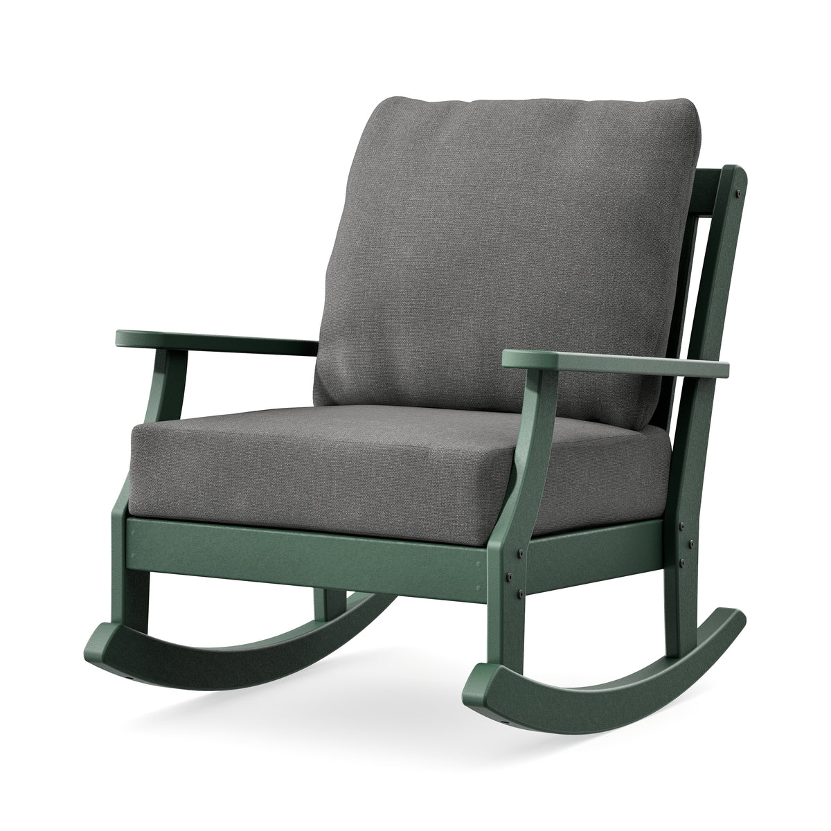 POLYWOOD Braxton Deep Seating Rocking Chair in Green / Ash Charcoal