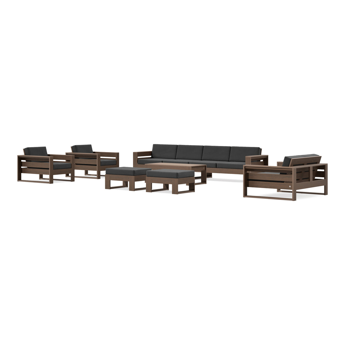 POLYWOOD PW Designer Series Latitude 8-Piece Lounge Sofa Set in Kona / Spectrum Carbon