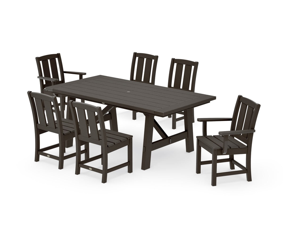 POLYWOOD Mission 7-Piece Rustic Farmhouse Dining Set in Vintage Coffee