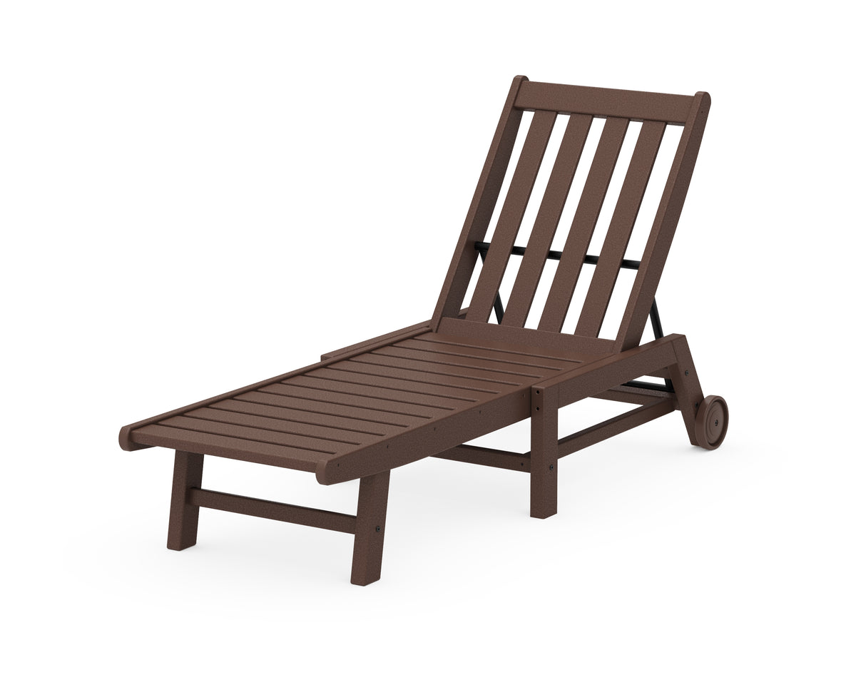 POLYWOOD Vineyard Chaise with Wheels in Mahogany