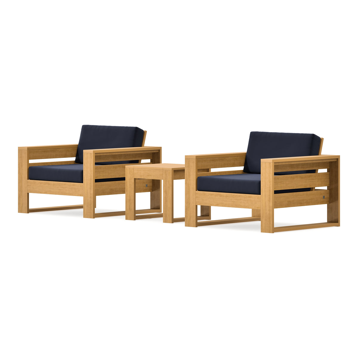 POLYWOOD PW Designer Series Latitude 3-Piece Lounge Chair Set in Natural / Navy