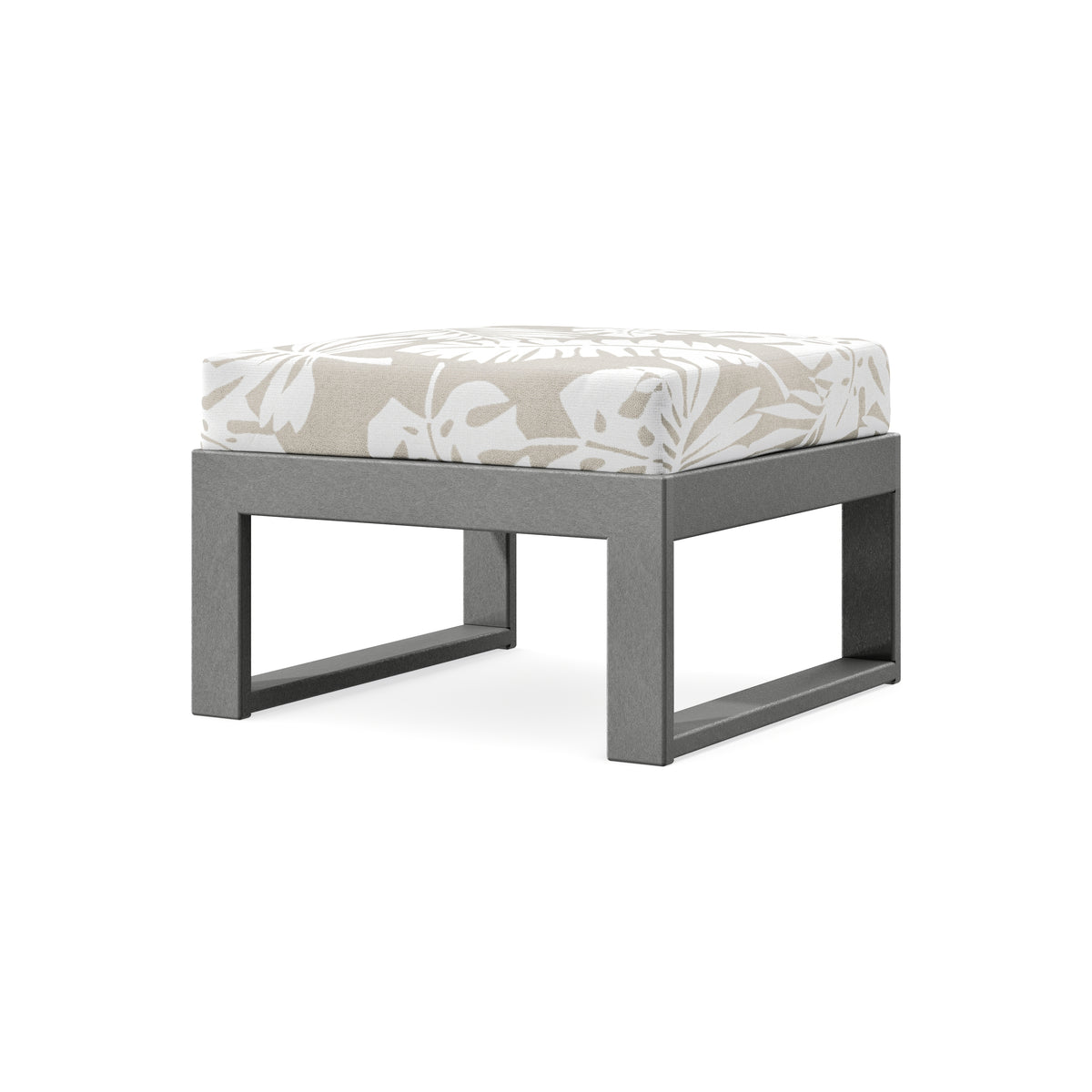 POLYWOOD Modular Ottoman - Modern in Slate Grey / Leaf Dune Burlap