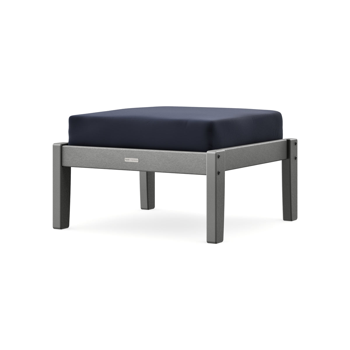 POLYWOOD Chinoiserie Deep Seating Ottoman in Slate Grey / Navy