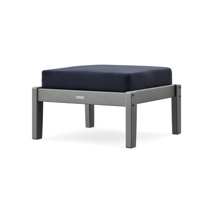 POLYWOOD Chinoiserie Deep Seating Ottoman in Slate Grey / Navy