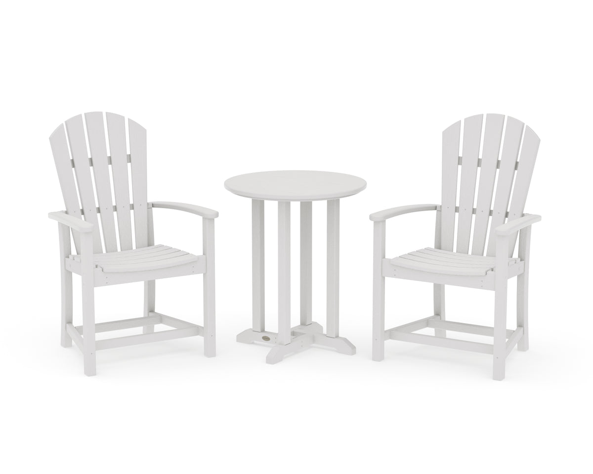 POLYWOOD Palm Coast 3-Piece Round Farmhouse Bistro Dining Set in Vintage White