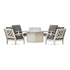 POLYWOOD Chinoiserie 5-Piece Deep Seating Set with Fire Pit Table in Sand