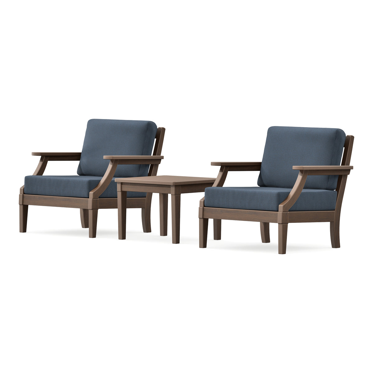 POLYWOOD PW Designer Series Estate 3-Piece Lounge Chair Set in Kona / Marine Indigo