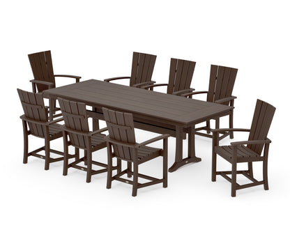 POLYWOOD Quattro Adirondack 9-Piece Farmhouse Dining Set with Trestle Legs in Kona