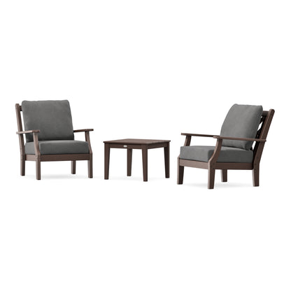 POLYWOOD Country Living Wovendale 3-Piece Deep Seating Set in Mahogany