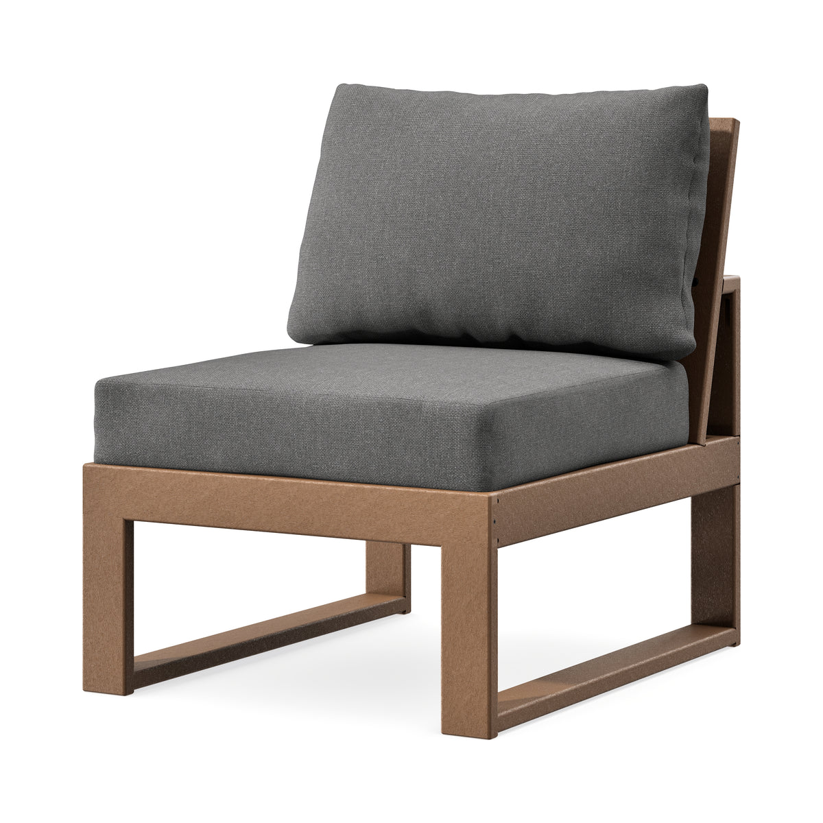 POLYWOOD Modular Armless Chair in Teak / Ash Charcoal