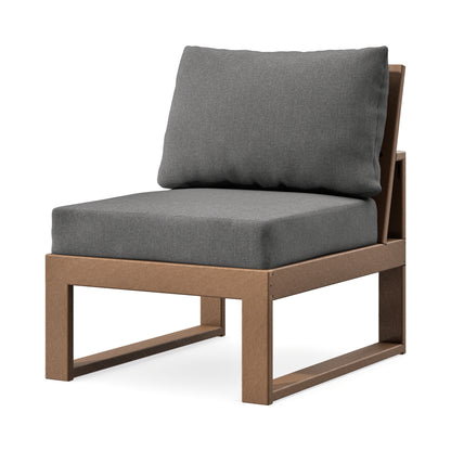 POLYWOOD Modular Armless Chair in Teak / Ash Charcoal
