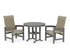 POLYWOOD Coastal Woven High-Back 3-Piece Farmhouse Dining Set in Slate Grey / Dune Grass
