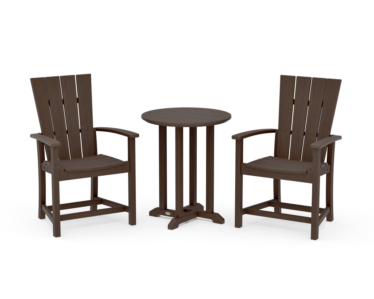 POLYWOOD Quattro 3-Piece Round Farmhouse Bistro Dining Set in Kona