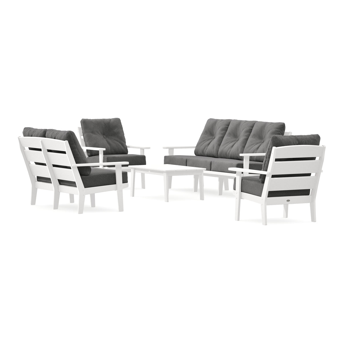 POLYWOOD Lakeside 5-Piece Lounge Sofa Set in Vintage White