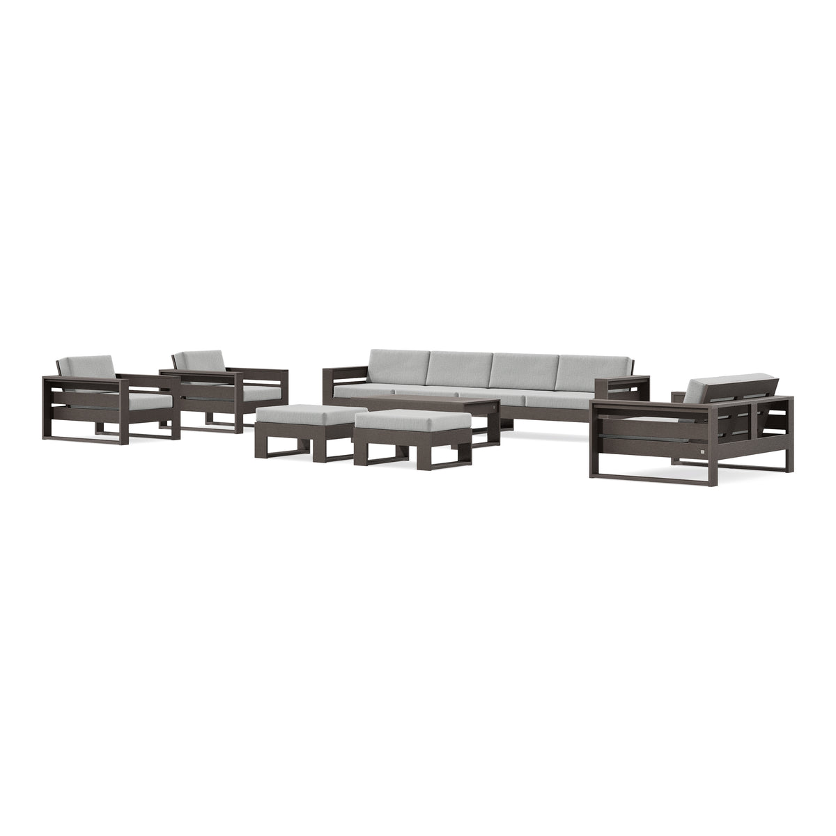POLYWOOD PW Designer Series Latitude 8-Piece Lounge Sofa Set in Vintage Coffee / Granite