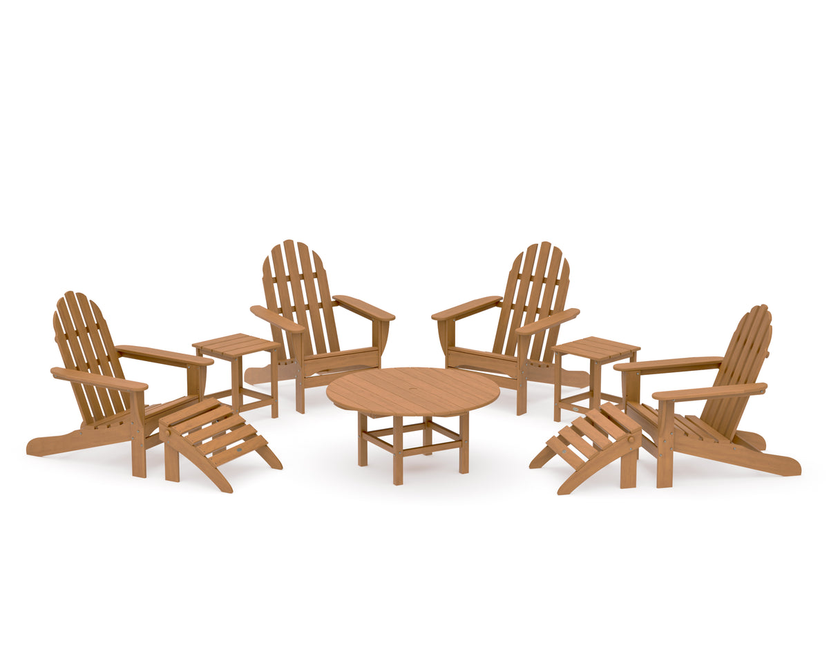 POLYWOOD Classic Adirondack Chair 9-Piece Conversation Set in Natural