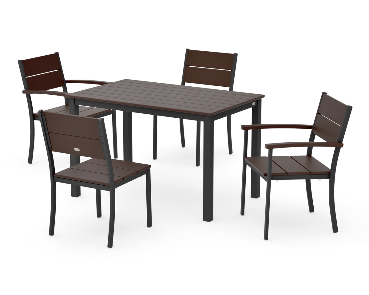 POLYWOOD Main Street 5-Piece Dining Set with Main Street 30 x 48 Dining Table in Black / Mahogany