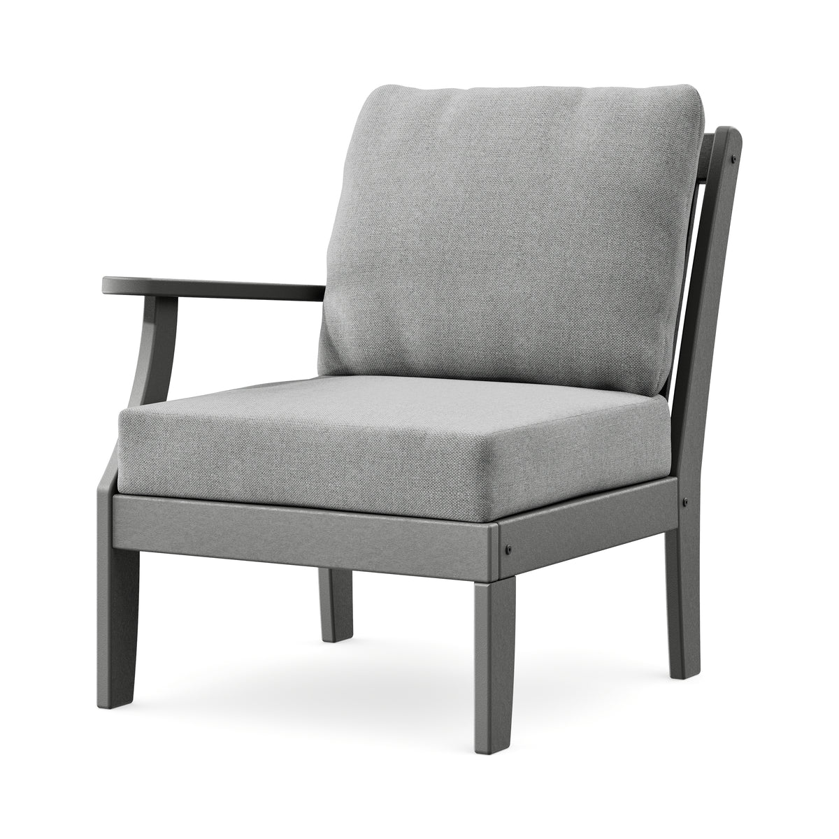 POLYWOOD Braxton Modular Left Arm Chair in Slate Grey / Grey Mist