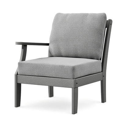 POLYWOOD Braxton Modular Left Arm Chair in Slate Grey / Grey Mist