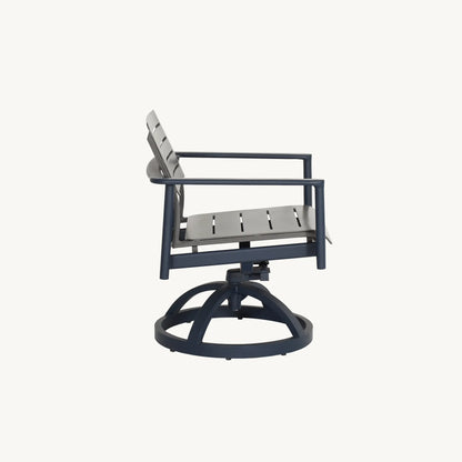 Castelle Davenport Stackable Slats Arm Dining Swivel Rocker, view 5