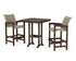 POLYWOOD Coastal Woven 3-Piece Bar Set in Mahogany / Dune Grass