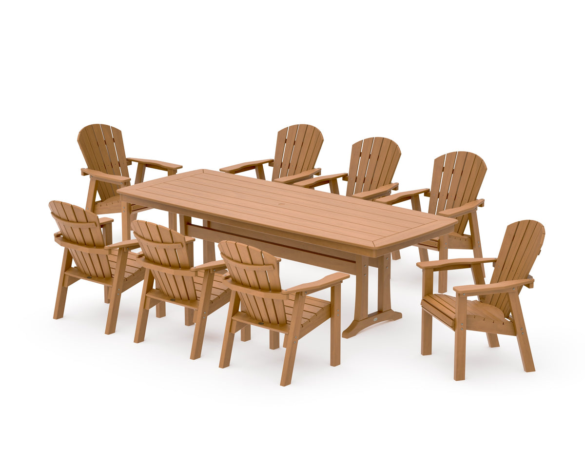 POLYWOOD Seashell 9-Piece Dining Set with Trestle Legs in Natural