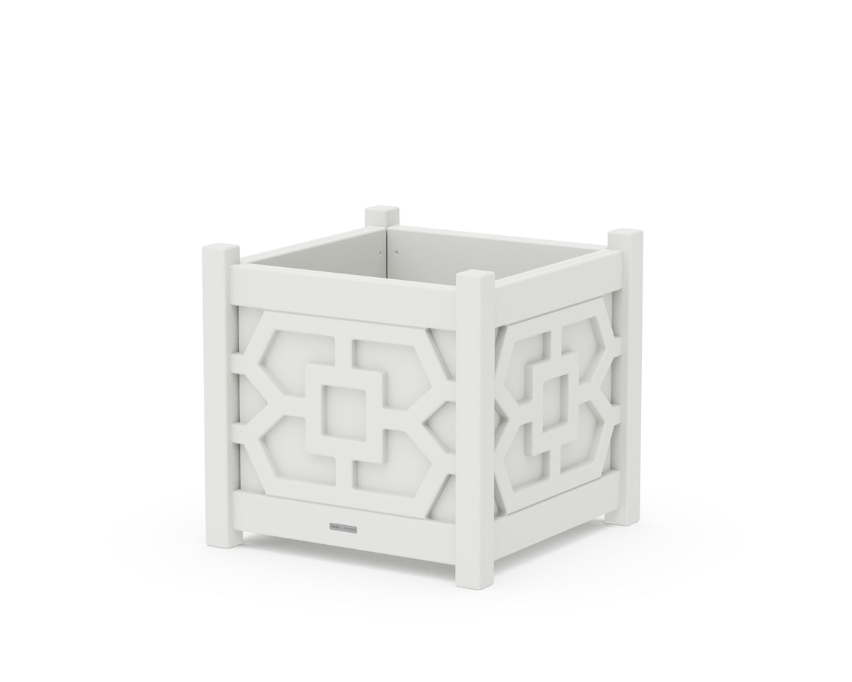 POLYWOOD Chinoiserie Large Square Planter Box in White