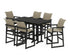 POLYWOOD EDGE Woven Arm Chair 7-Piece Farmhouse Bar Set in Black / Dune Grass