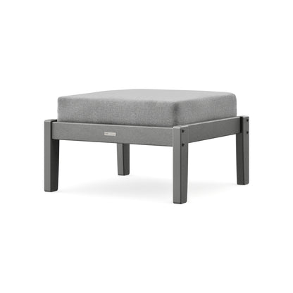 POLYWOOD Chinoiserie Deep Seating Ottoman in Slate Grey / Grey Mist