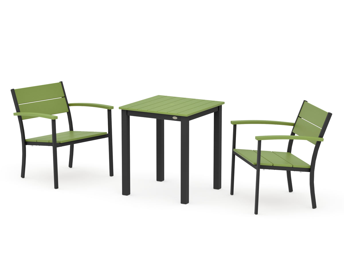 POLYWOOD Main Street 3-Piece Square Dining Set in Black / Lime