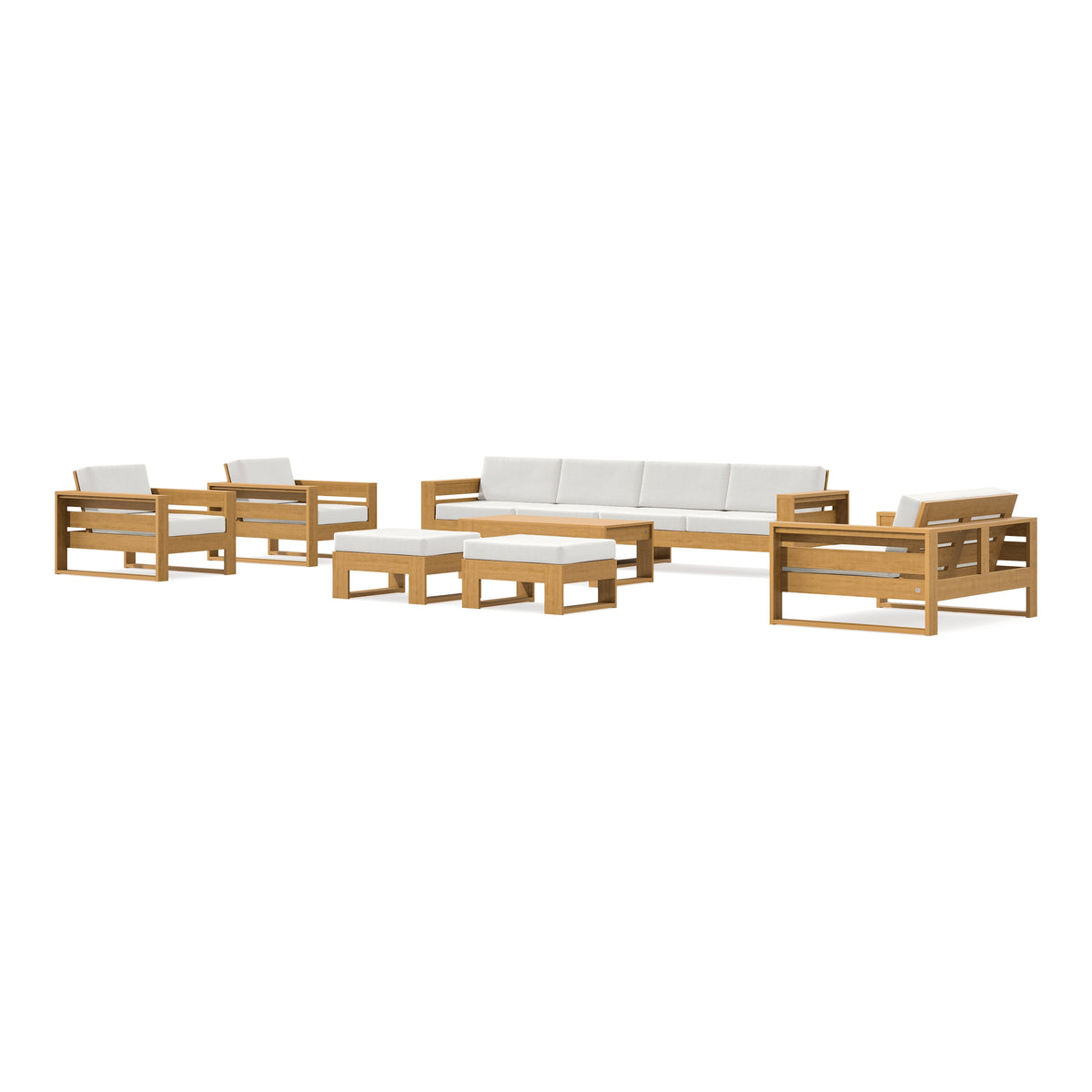 POLYWOOD PW Designer Series Latitude 8-Piece Lounge Sofa Set in Natural / Natural Linen