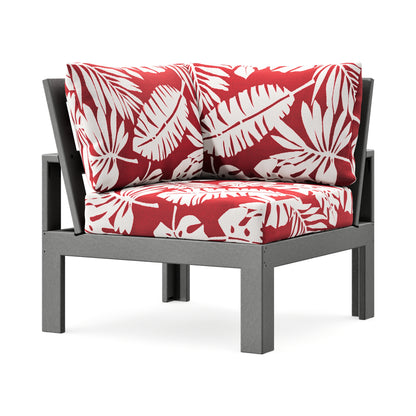 POLYWOOD Modular Corner Chair in Slate Grey / Leaf Crimson